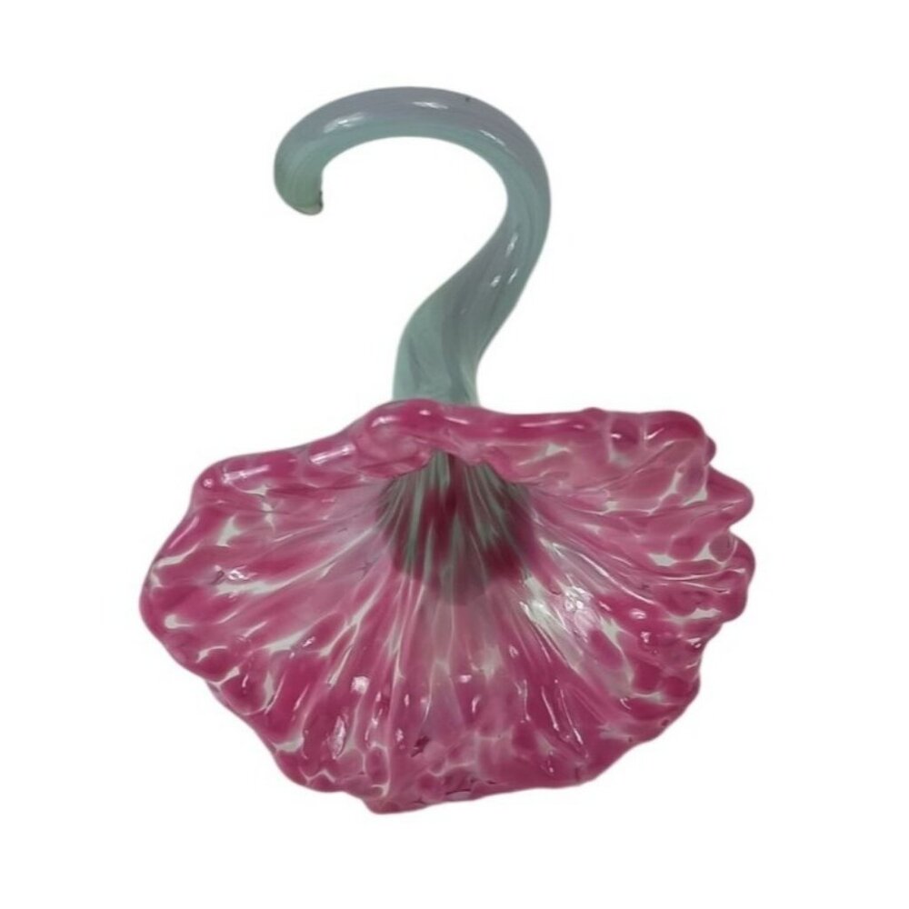 Hand Blown Art Glass Pink Flower Figurine